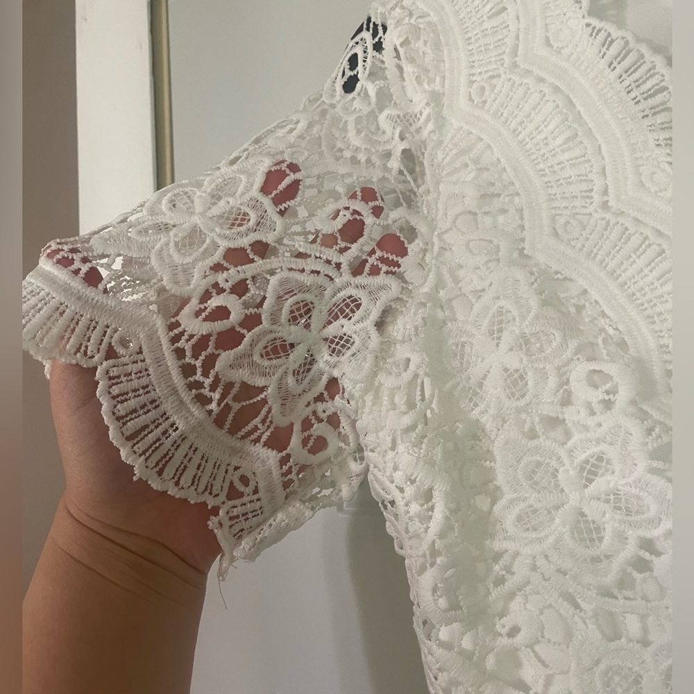 Lulus Dress Women Size Small White Lace Bride Bachelorette Rehearsal Dinner - Picture 5 of 8